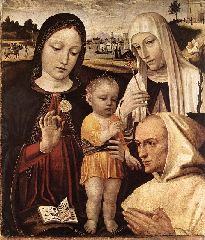 BORGOGNONE, Ambrogio Madonna and Child, St Catherine and the Blessed Stefano Maconi fgtr